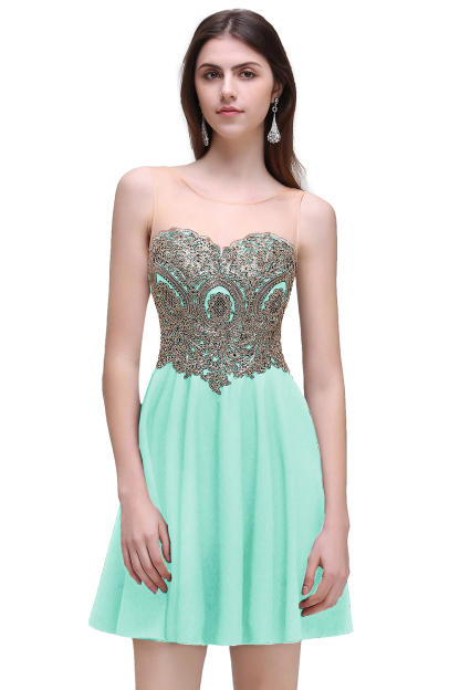 CAITLIN | A-line Short Chiffon Black Homecoming Dresses with Appliques-newarrivaldress