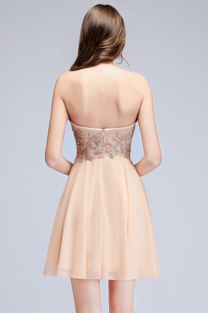 MADELINE | A-line Short Strapless Sweetheart Beading Appliques Homecoming Dresses-newarrivaldress