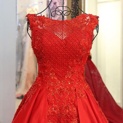 Elegant Red Bateau Sleeveless Backless Floor-Length Evening Gown With Bow-newarrivaldress