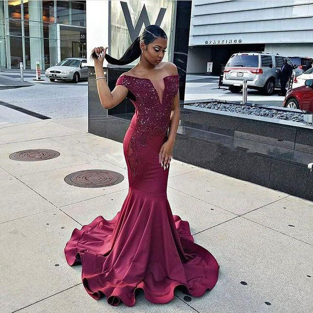 Modern Burgundy Beads Mermaid Prom Dress | Cap Sleeve Prom Dress BA8541-newarrivaldress