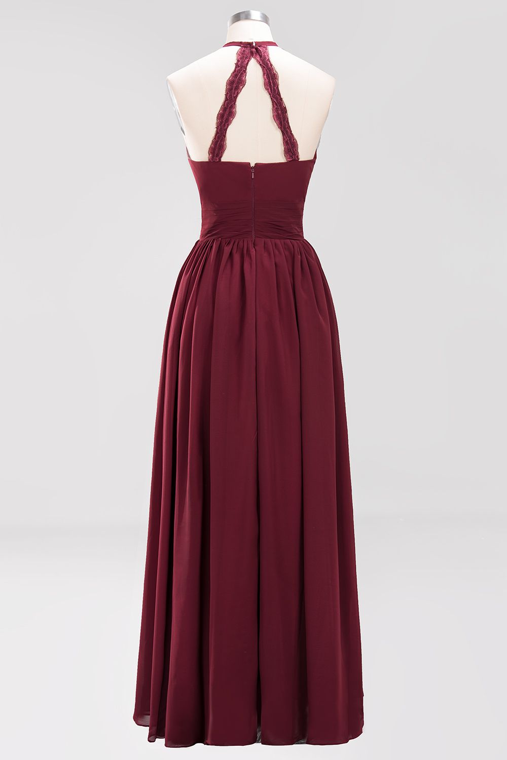 A-line Chiffon Appliques Halter Sleeveless Floor-Length Bridesmaid Dresses with Ruffles-newarrivaldress