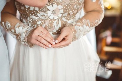 Charming Beading Long Sleeves Unique Tulle Wedding Dress-newarrivaldress