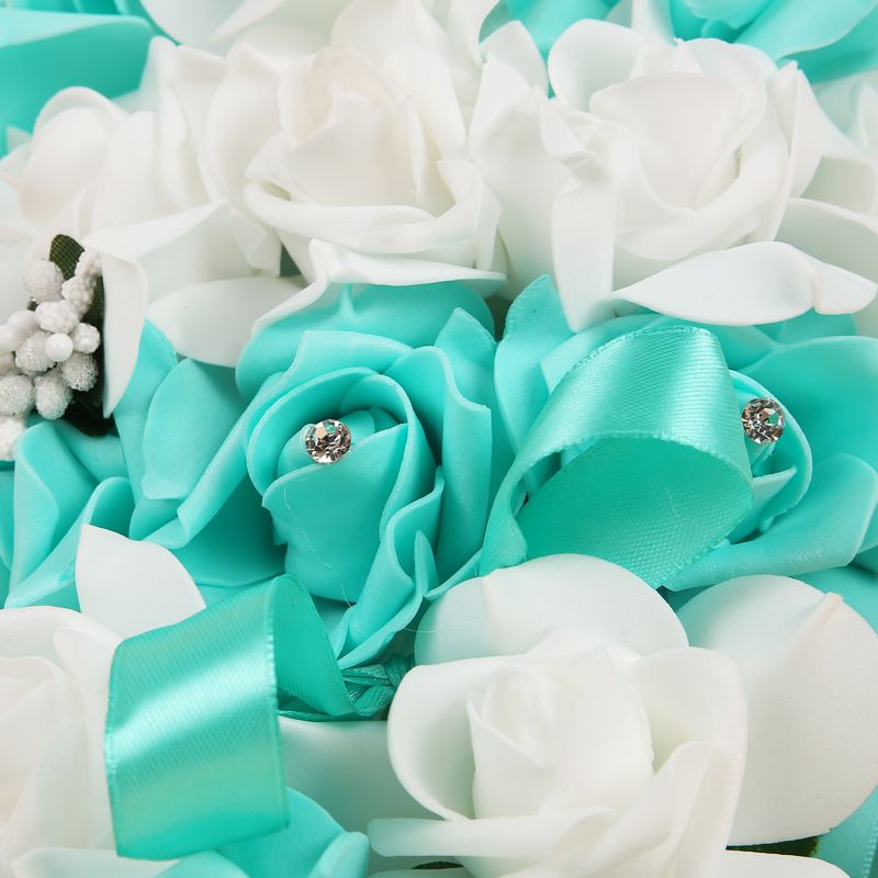 Colorful Silk Rose Wedding Bouquet with Ribbons-newarrivaldress