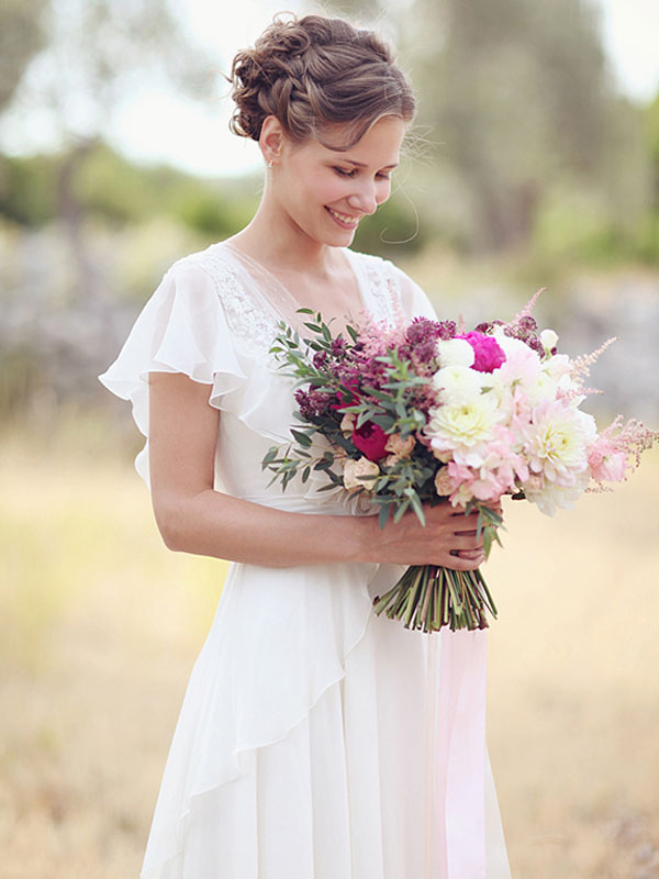 Simple Wedding Dress A Line Designed Neckline Sleeveless Applique Chiffon Bridal Gowns-newarrivaldress