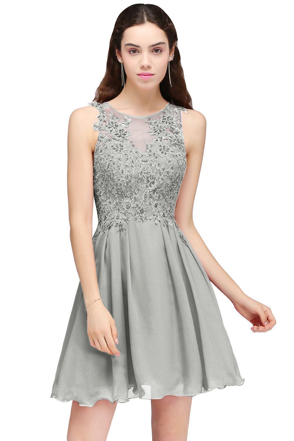 CARLEE | A-line Jewel Short Chiffon Burgundy Homecoming Dresses with Lace Appliques-newarrivaldress