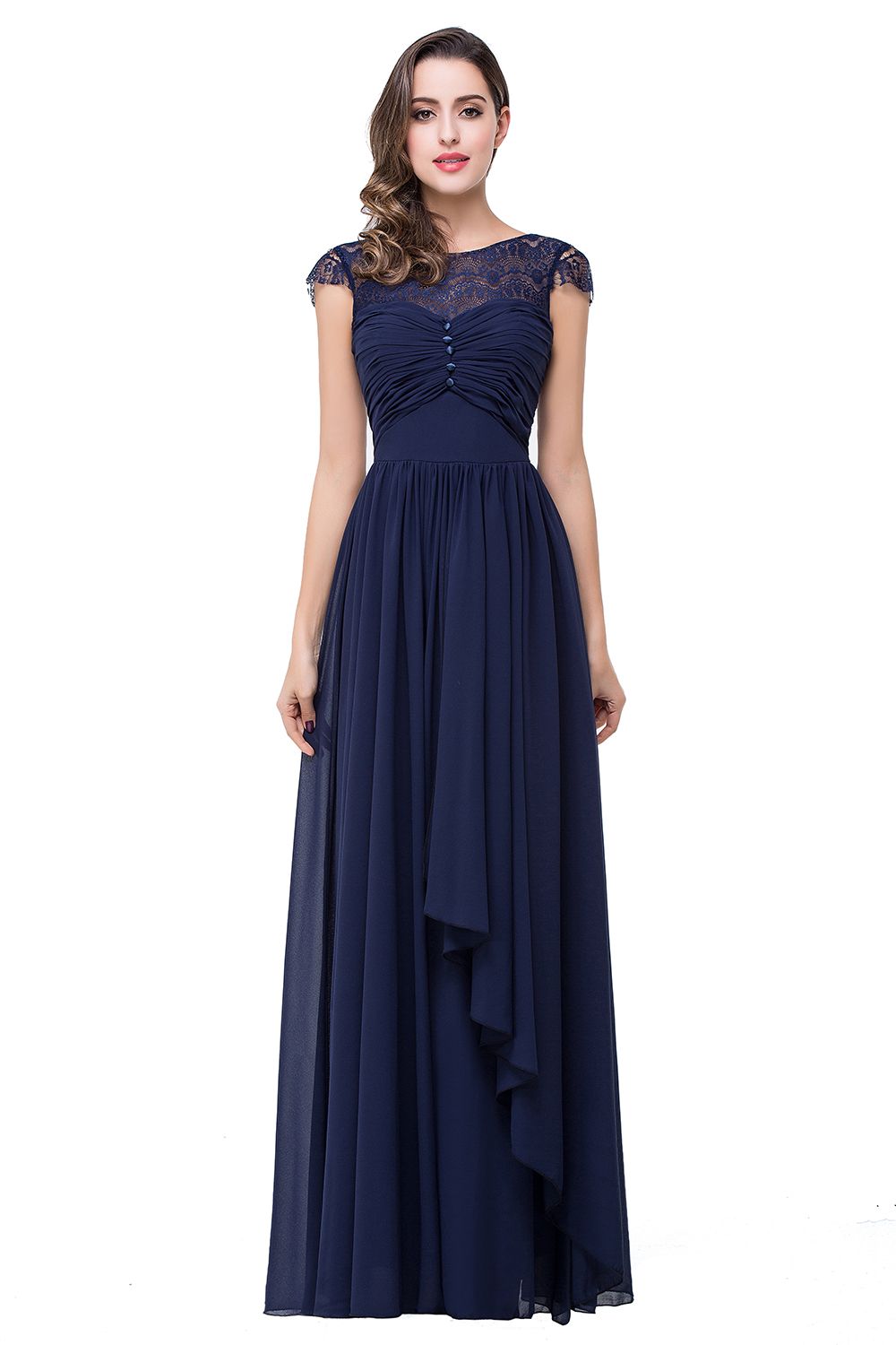 ELLEN | A-line Short Sleeves Chiffon Bridesmaid Dresses with Ribbon Bow-newarrivaldress