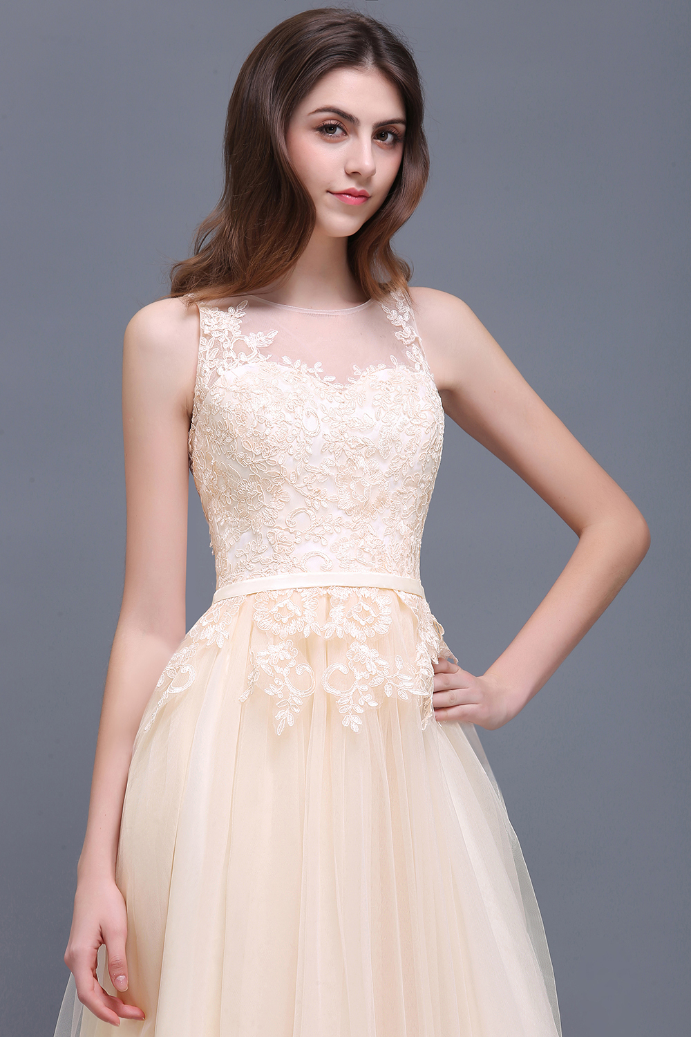 ATHENA | A-line Floor-Length Tulle Prom Dress With Lace-newarrivaldress