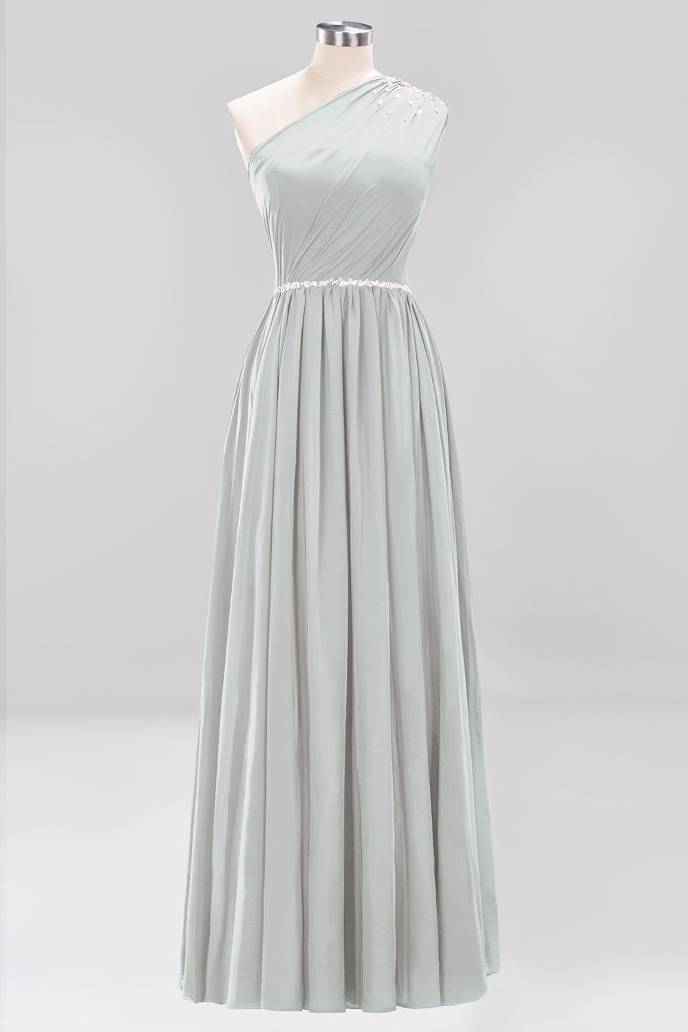 Elegant A-Line Burgundy Chiffon One-Shoulder Sleeveless Ruffles Floor-Length Bridesmaid Dresses with Beadings-newarrivaldress