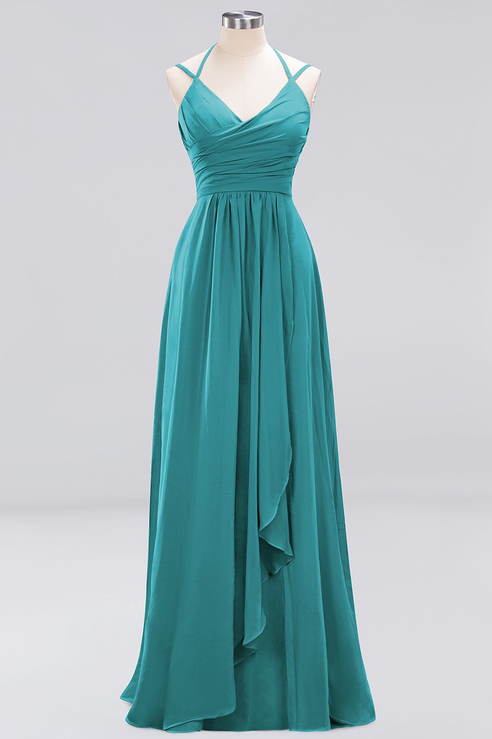 A-line Chiffon Spaghetti Straps Sleeveless Ruffles Floor-Length Bridesmaid Dresses-newarrivaldress
