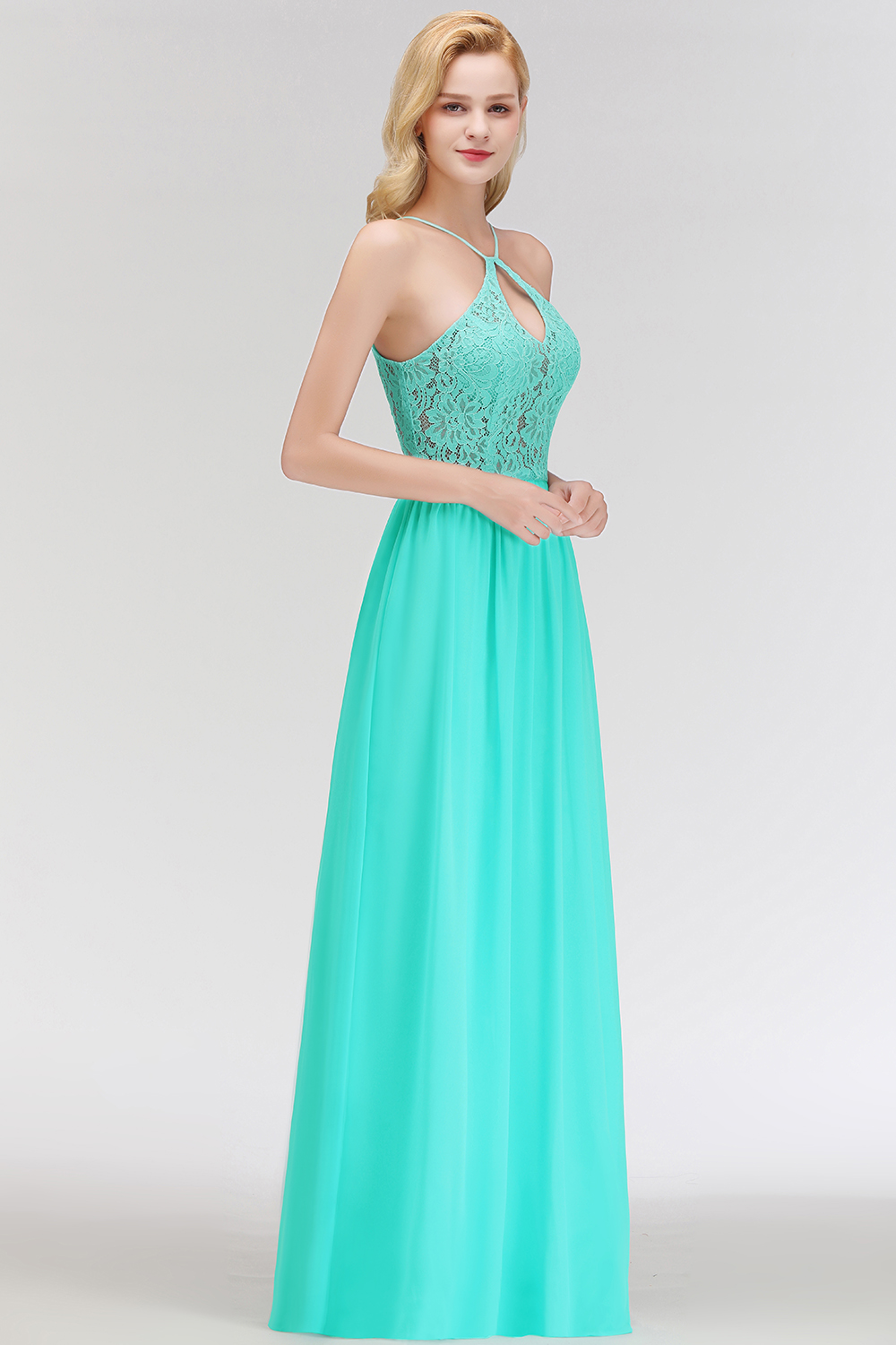 MADELEINE | A-line Keyhole Neckline Lace Top Long Spaghetti Bridesmaid Dresses-newarrivaldress