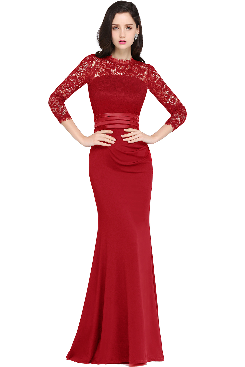ARIANNA | Sheath High Neck Black Elegant Evening Dresses with Lace-newarrivaldress