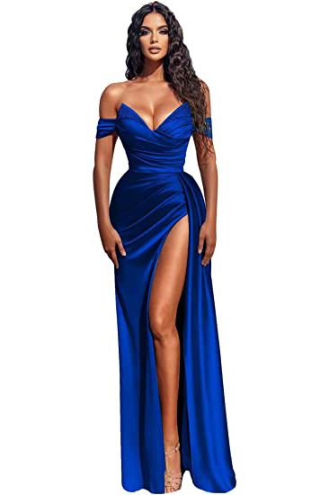 Sexy Off-the-Shoulder Satin Mermaid Prom Dress with Detachable Tail-newarrivaldress