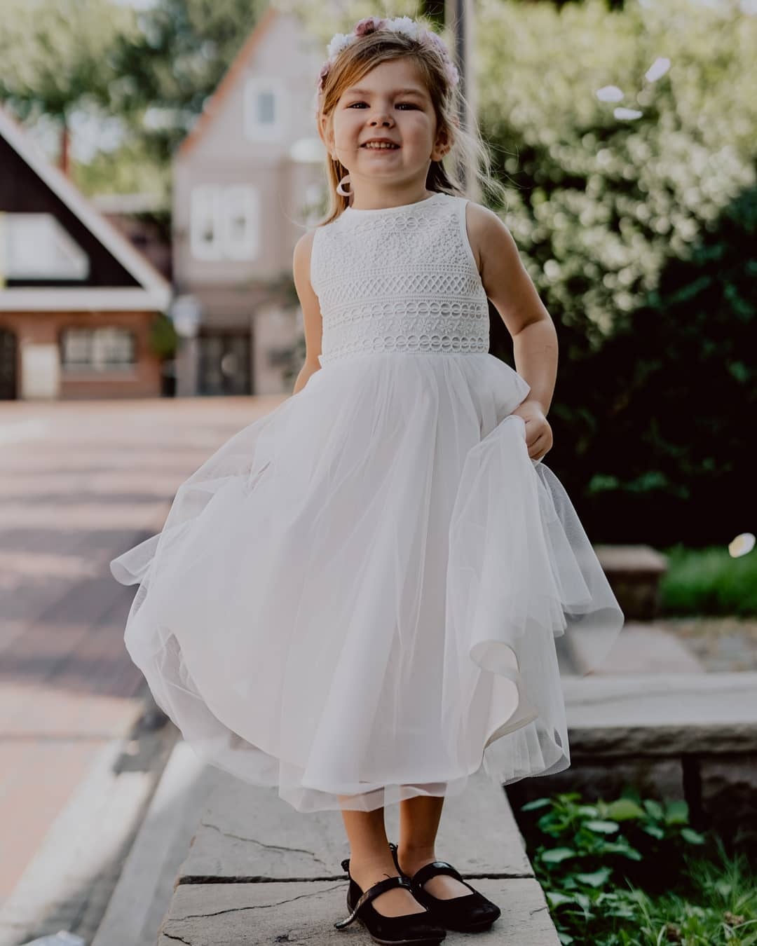Tulle Lace Flower Girl Dress Jewel Neck Birthday Party Dress-newarrivaldress