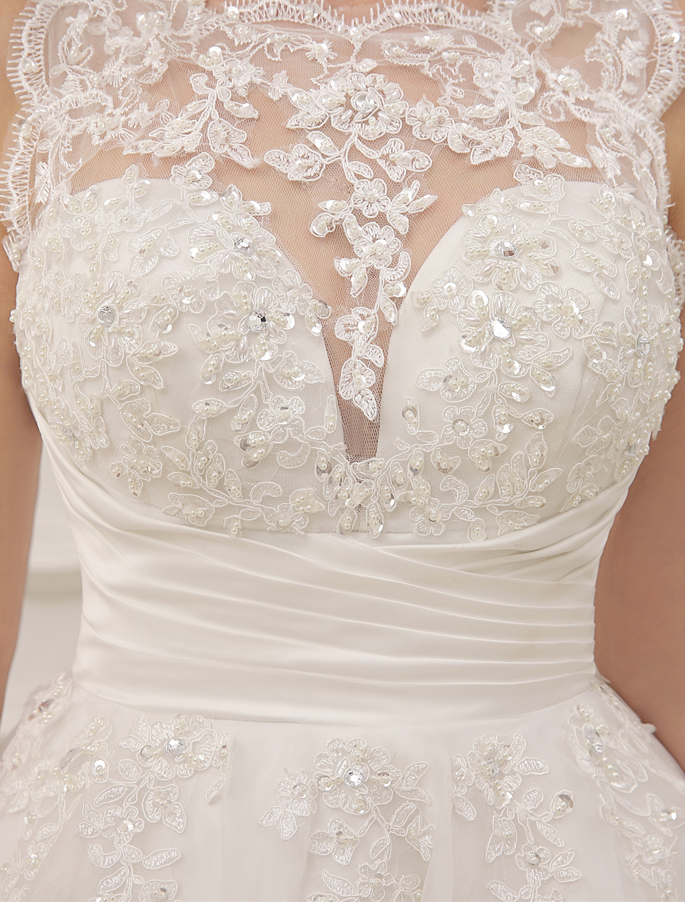 Short Wedding Dresses Vintage 1950'S Bridal Gown Backless Lace Beading Pleated Sequins Illusion Wedding Reception Dress With Exclusive-newarrivaldress