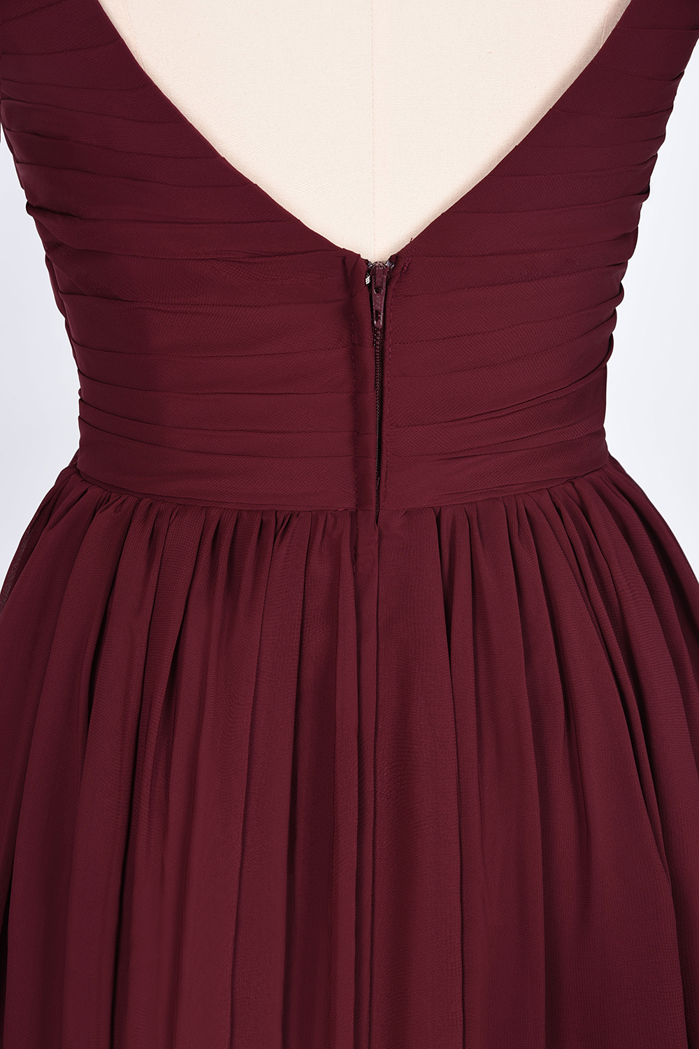 Elegant Princess Chiffon Straps V-Neck Sleeveless Backless Floor-Length Bridesmaid Dress with Ruffles-newarrivaldress