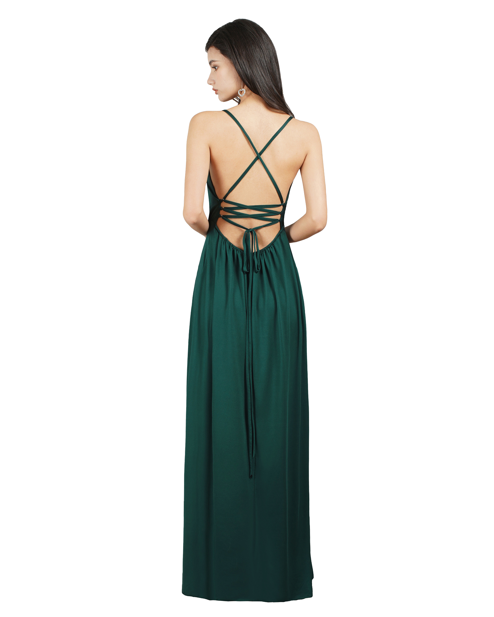 Sleeveless Side Slit Evening Dress V-Neck Aline Floor-Length Dress-newarrivaldress