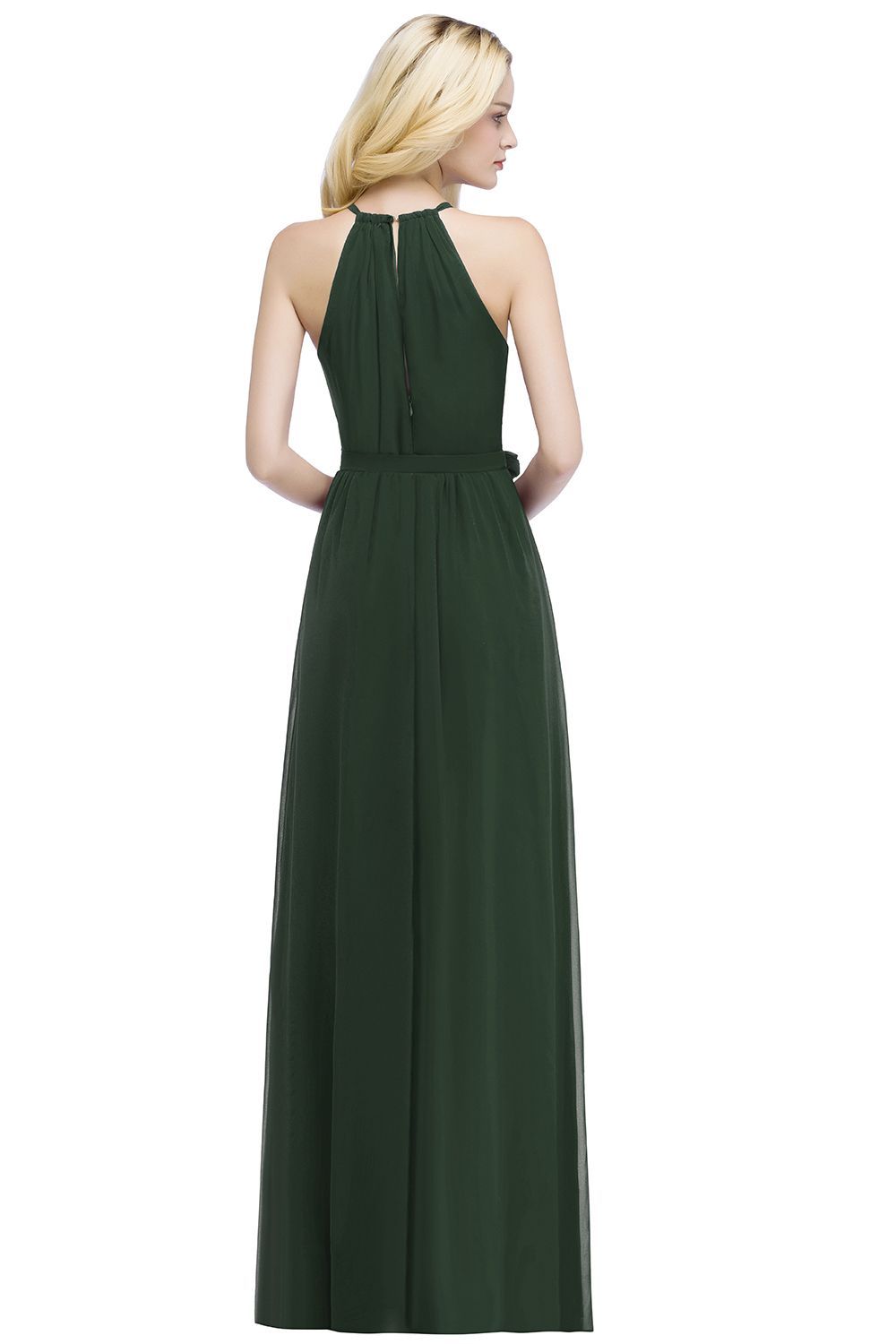 ROSALIND | A-line Halter Floor Length Burgundy Bridesmaid Dresses with Bow Sash-newarrivaldress