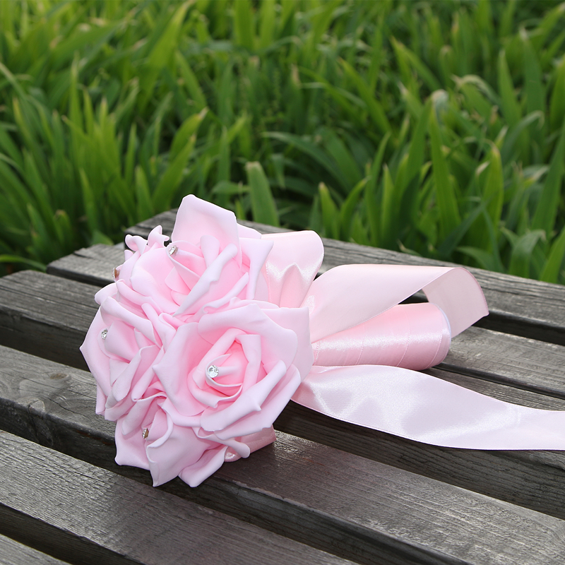 Simple Silk Rose wedding Bouquet in Multiple Colors | Newarrivaldress.com