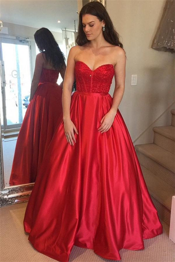 Mordern Sweetheart Sleeveless Lace Lace Appliques A-Line Floor-Length   newarrivaldress