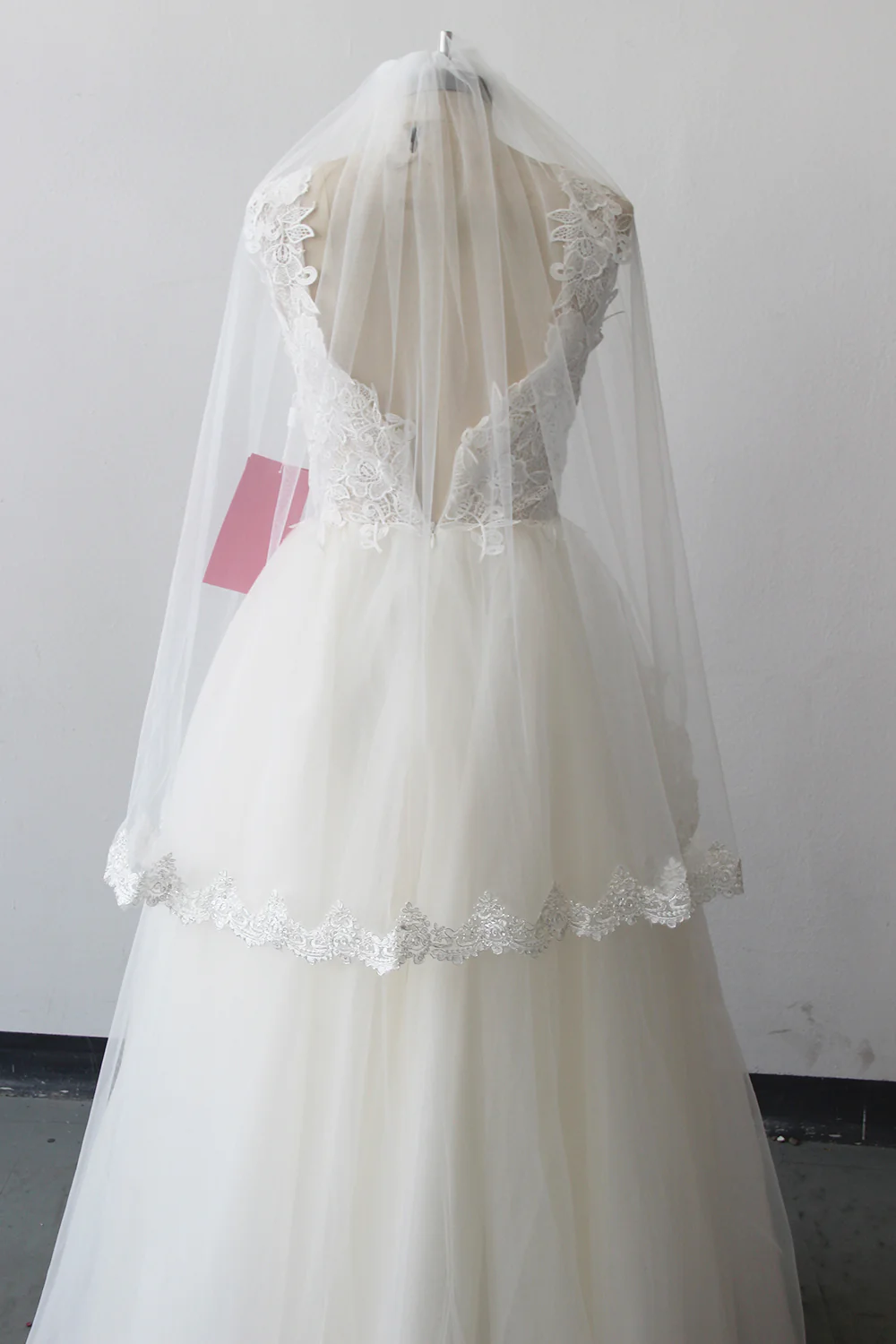 Elegant Tulle Wedding Veil Lace Applique Edge Bridal Veil with Comb