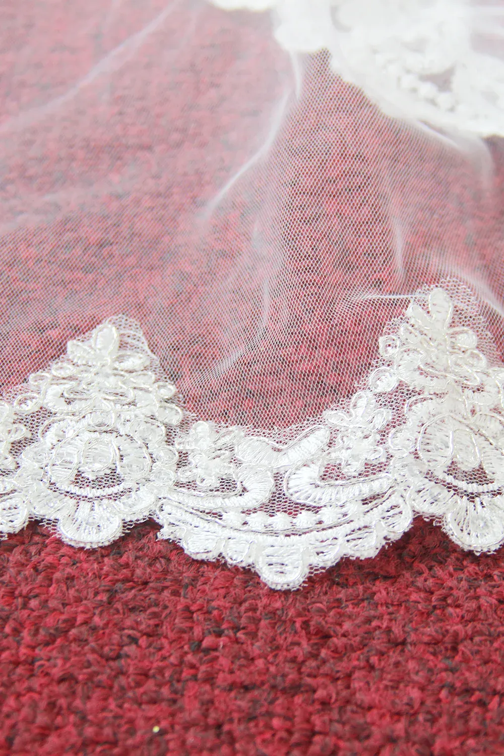 Elegant Tulle Wedding Veil Lace Applique Edge Bridal Veil with Comb