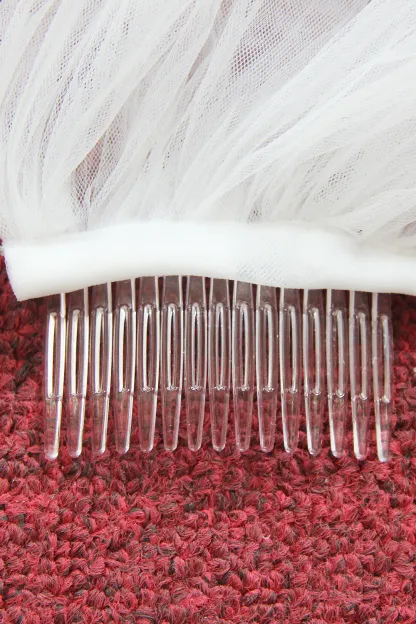 Elegant Tulle Wedding Veil Lace Applique Edge Bridal Veil with Comb