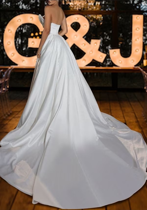 Stylish Sweetheart Mermaid Wedding Dress Glitter Sequins Sleeveless Satin Bridal Gown-newarrivaldress