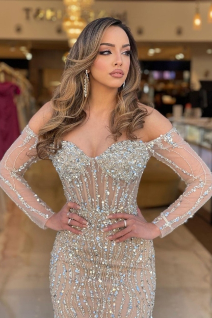 Dazzling Beaded Mermaid Sequins Floor-Length Prom Dress