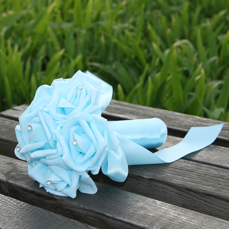 Simple Silk Rose wedding Bouquet in Multiple Colors-newarrivaldress
