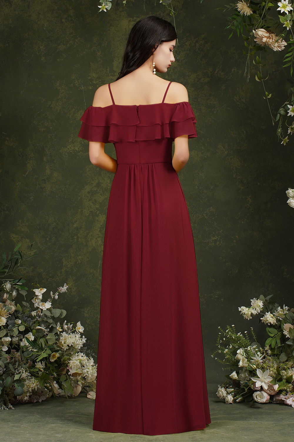 Spaghetti Straps Aline Bridesmaid Dress Side Slit Formal Dress with Pockets-newarrivaldress