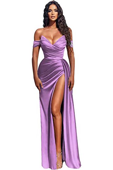 Sexy Off-the-Shoulder Satin Mermaid Prom Dress with Detachable Tail-newarrivaldress