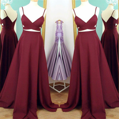 Spaghetti Straps Sweep Train Custom Made A-line Sleeveless Prom Dresses-newarrivaldress