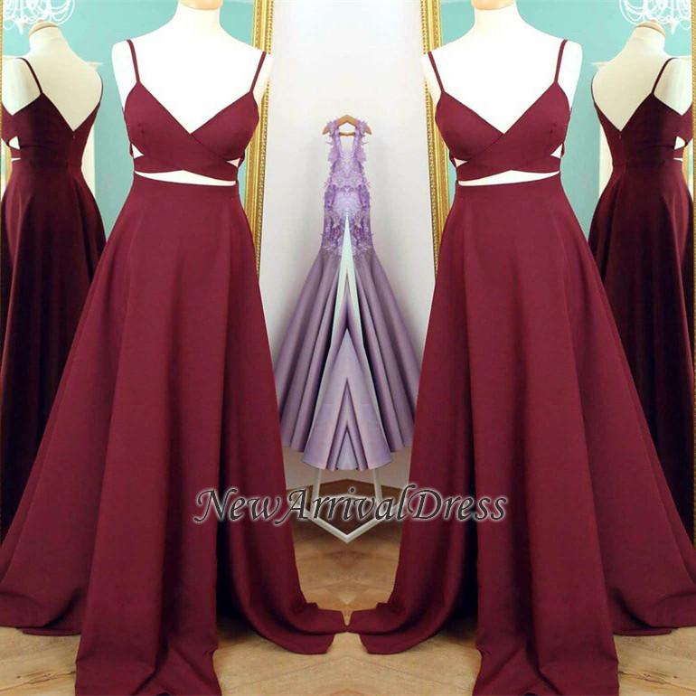 Spaghetti Straps Sweep Train Custom Made A-line Sleeveless Prom Dresses-newarrivaldress