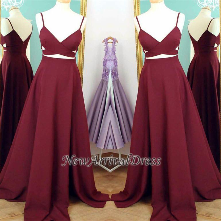 Spaghetti Straps Sweep Train Custom Made A-line Sleeveless Prom Dresses-newarrivaldress