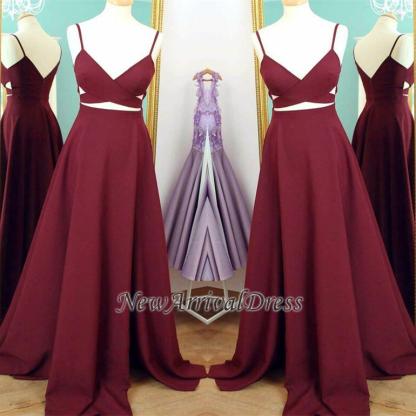 Spaghetti Straps Sweep Train Custom Made A-line Sleeveless Prom Dresses-newarrivaldress