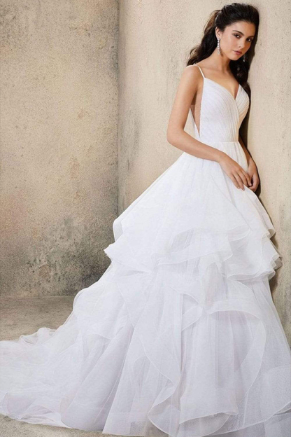 Sweetheart Spaghetti Straps Puffy Wedding Dress Sleeveless Simple Bridal Dress-newarrivaldress