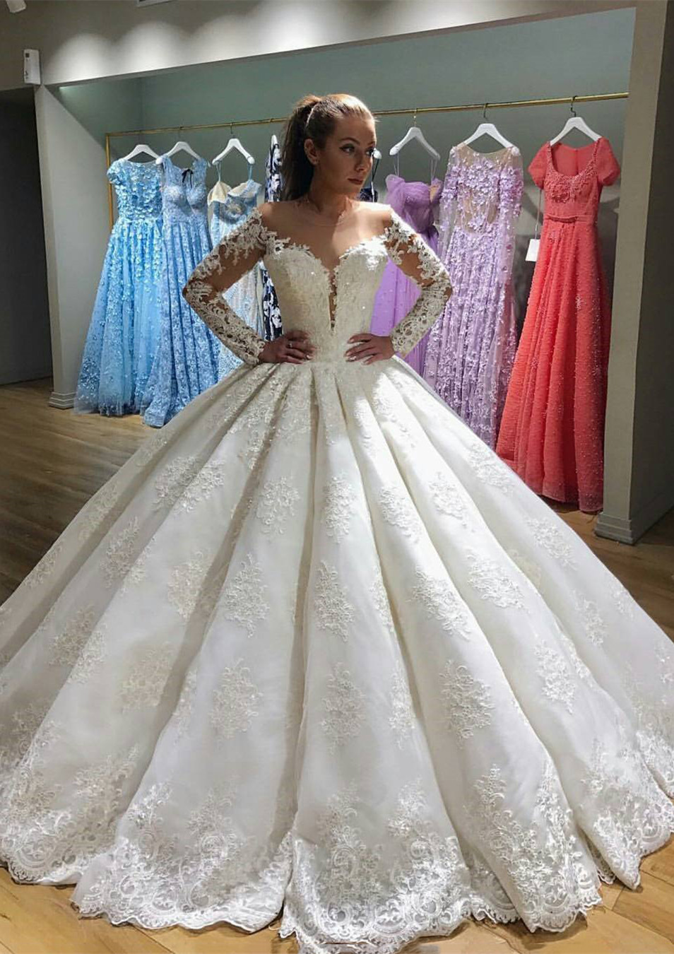 Latest Long Sleeve New Arrival Lace Elegant Wedding Dresses | Ball Gown Elegant Wedding Dresses-newarrivaldress