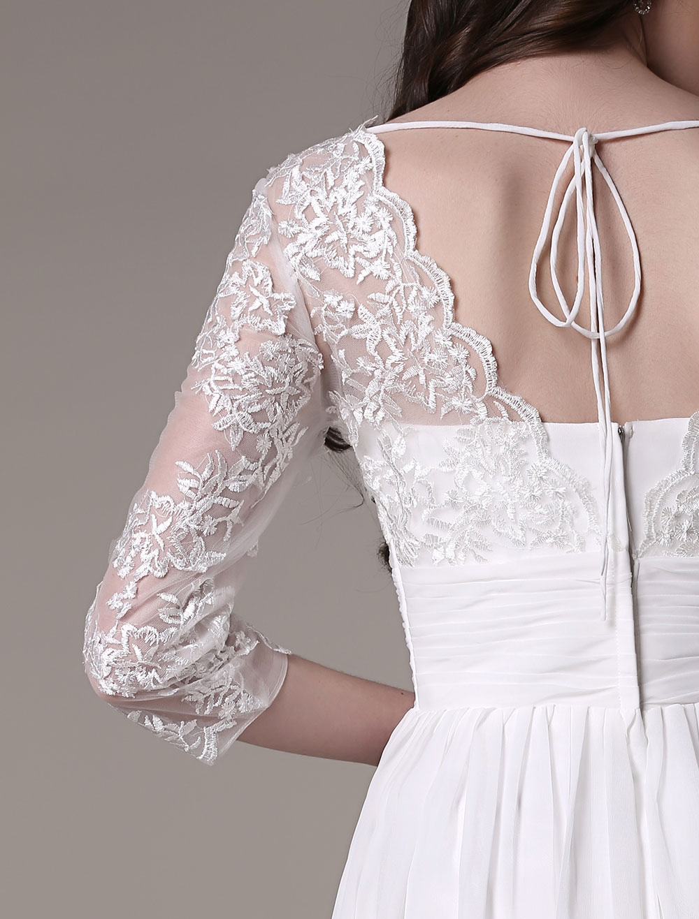 Simple Wedding Dressses Chiffon V Neck Lace A Linepleated Bridal Dress Exclusive-newarrivaldress