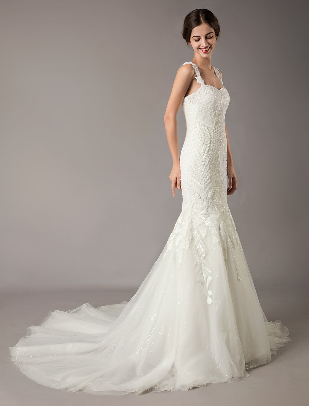 Mermaid-Wedding-Dresses-Luxury-Straps-Sequin-Lace-Tulle-Chapel-Train-Bridal-Gowns-newarrivaldress