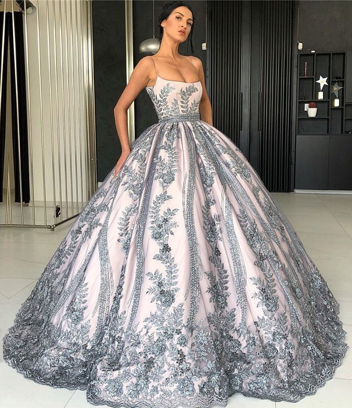 Spaghetti Straps Lace Appliques Evening Dresses | Luxury Princess Ball Gown Prom Dress 2021-newarrivaldress