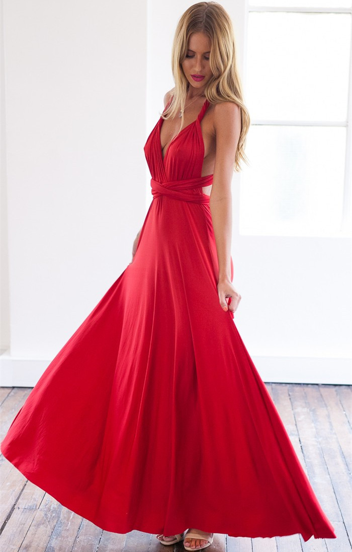 Sexy A-line Sleeveless Red Detached Prom Dress Floor-length-newarrivaldress