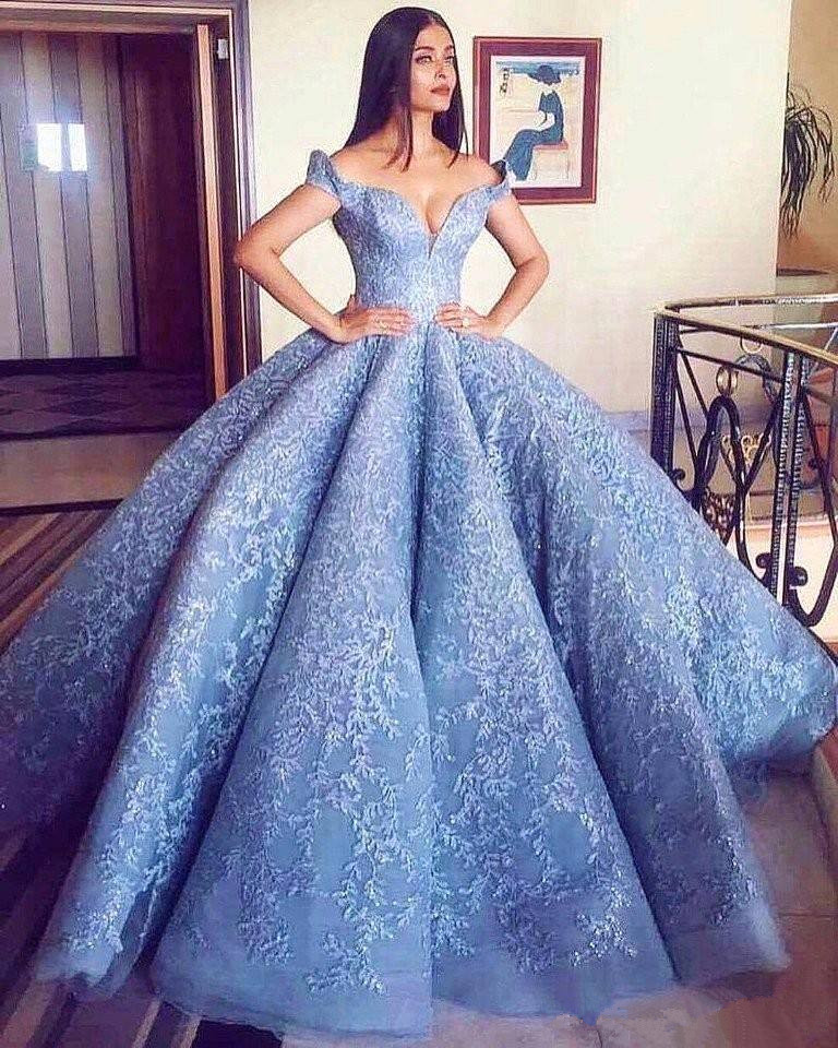 Glamorous Off-the-Shoulder Ball Gown Evening Prom Dress With Lace Appliques BA8309-newarrivaldress