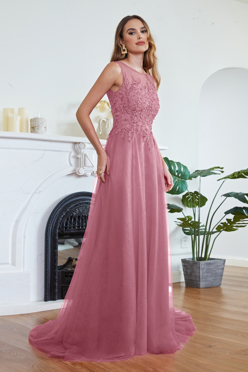 ABRIL | A-line Court Train Tulle Evening Dress with Appliques-newarrivaldress