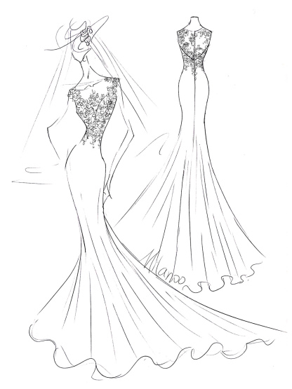 White Simple Wedding Dress White Chiffon Illusion Neckline Sleeveless Court Train Applique Sheath Bridal Gowns-newarrivaldress