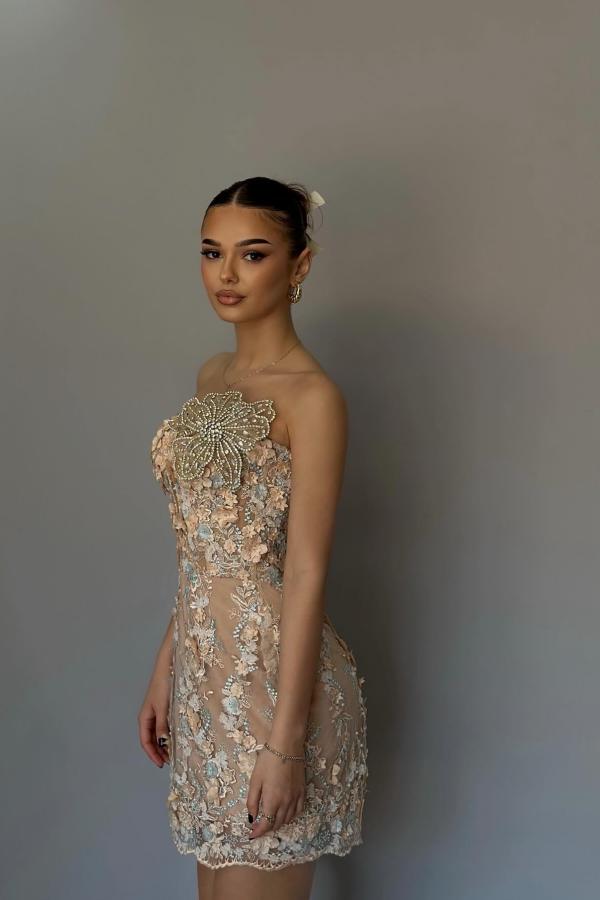 Sweetheart Short Prom Dress Crystals Flowers Bodycon Party Dress-newarrivaldress