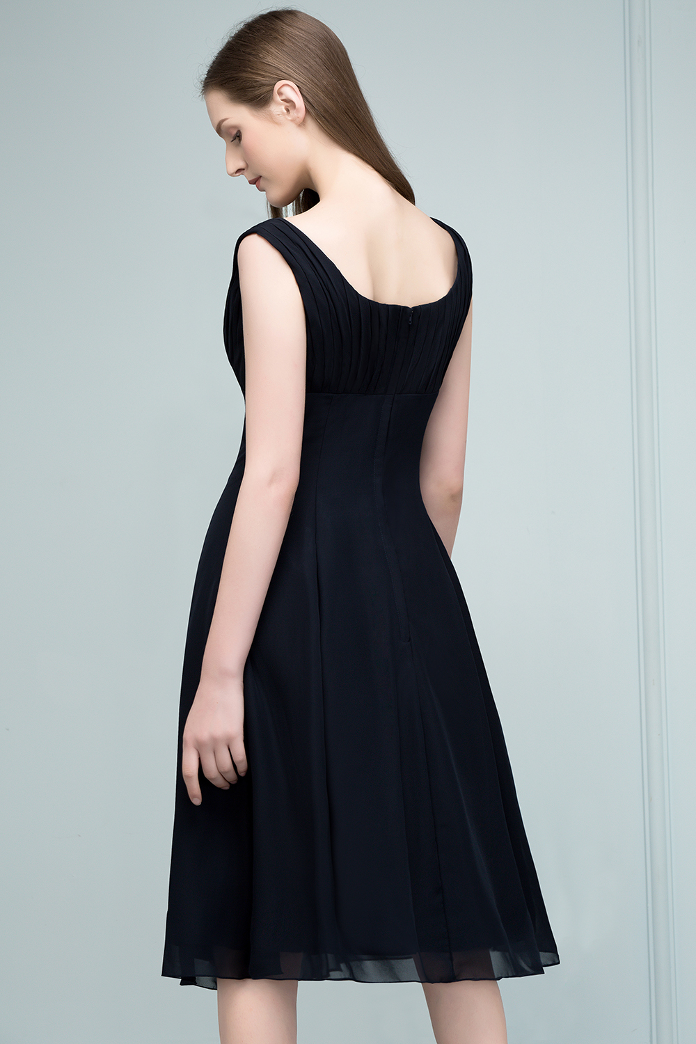 SUZANNE | A-line Tea Length Sleeveless Ruffled Chiffon Bridesmaid Dresses-newarrivaldress