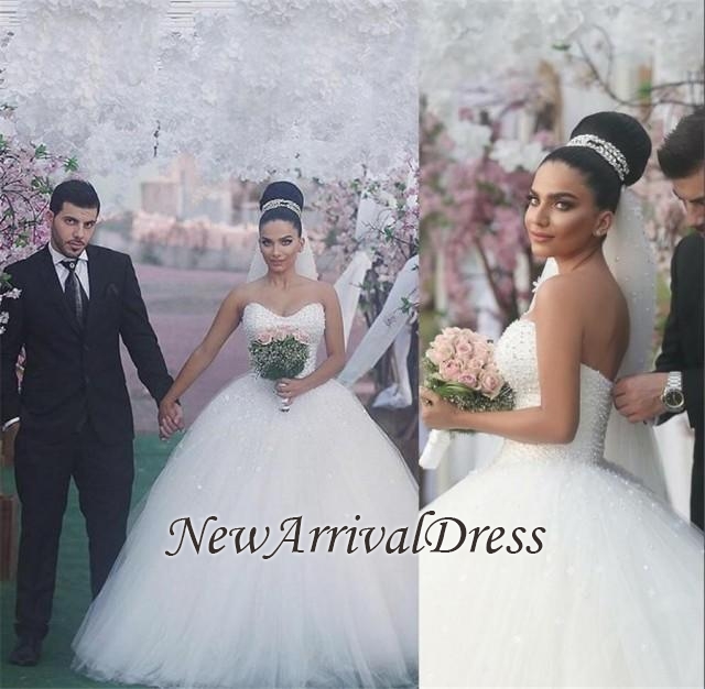 Glamorous Sweetheart Online Beading Sexy Sleeveless Elegant Ball Gown Wedding Dresses-newarrivaldress