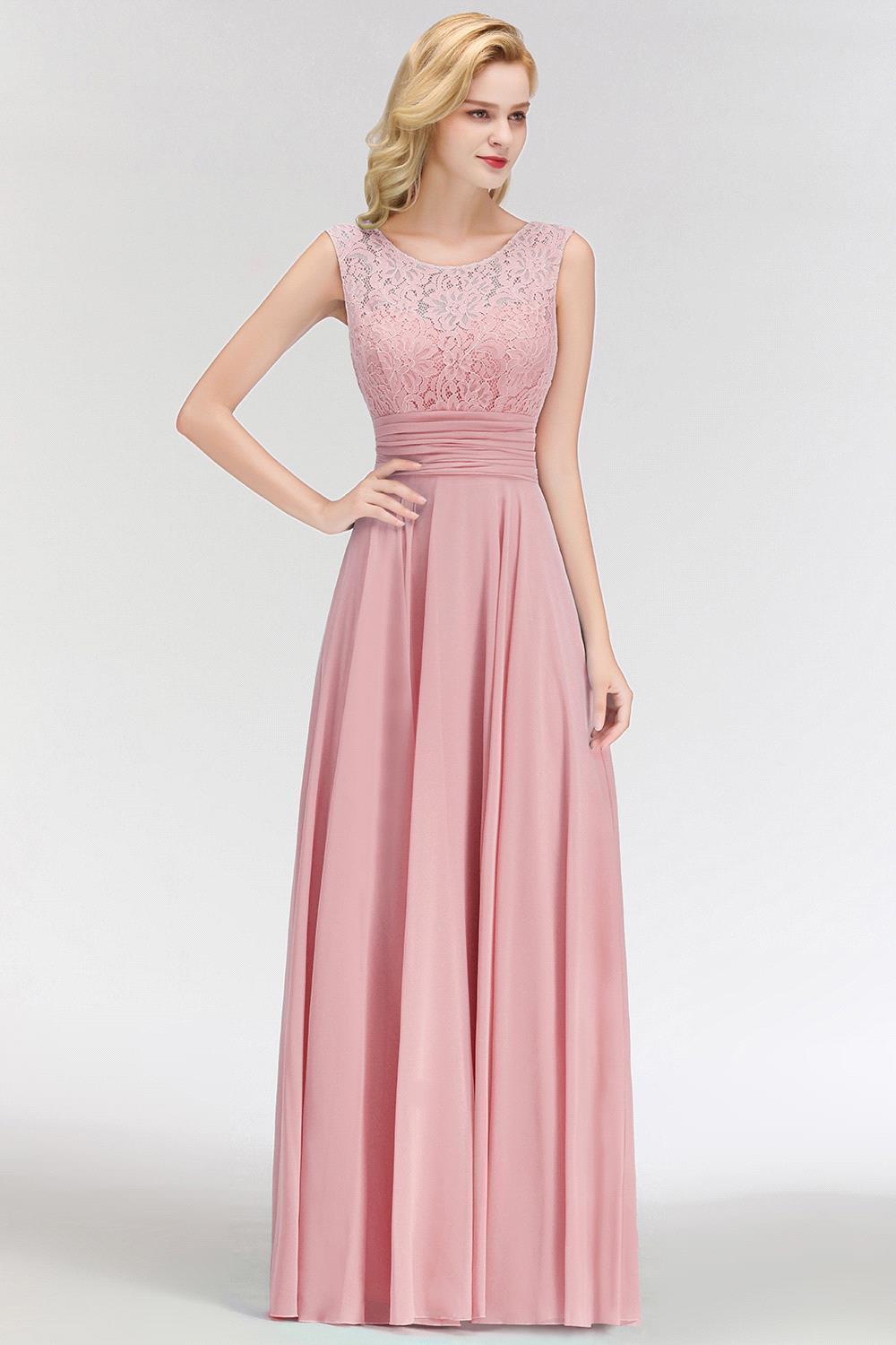 Lace Gorgeous Scoop Sleeveless Floor-Length Long Chiffon Bridesmaid Dress-newarrivaldress