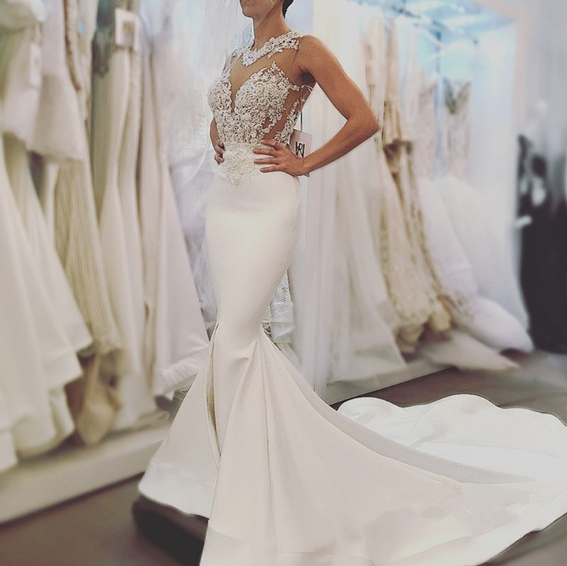 Sexy Mermaid Sleeveless Wedding Dresses |Open Back Wedding Dresses Online-newarrivaldress