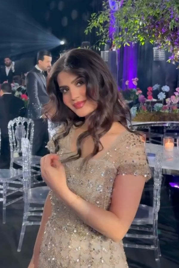 Glitter Short Sleeves Sequins Sheath Evening Dresses Floor Length